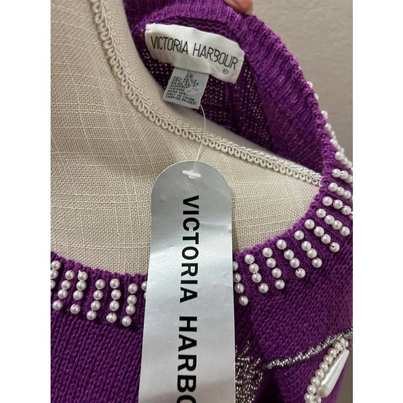 NWT Vintage 80s Victoria Harbour Purple Sweater - Picture 4 of 5